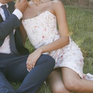 V. Chapman Corset Floral Print Gown